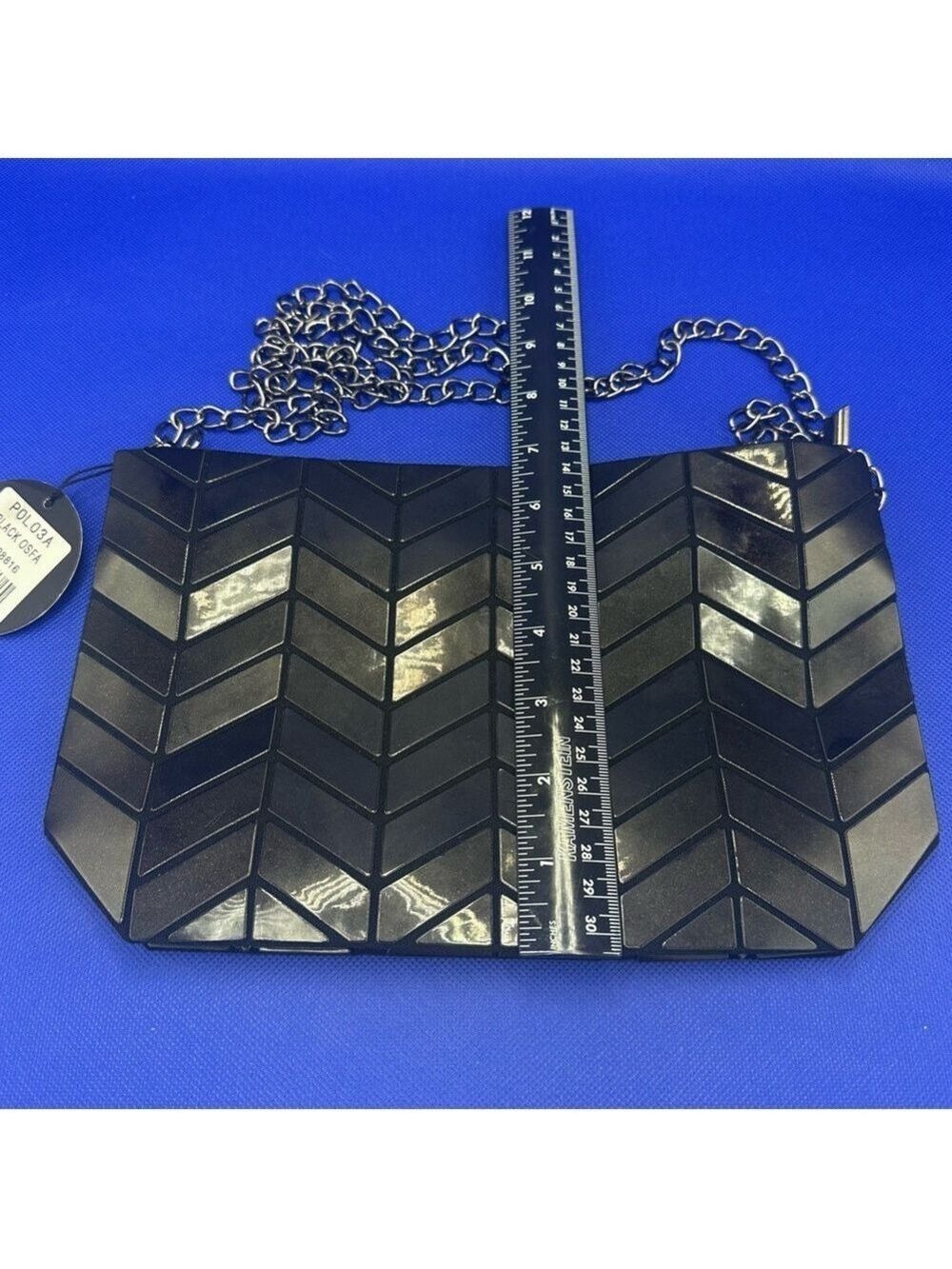 Patrizia Luca Geometric Crossbody Bag Clutch Purse Black Shimmer NWT - Picture 9 of 15